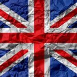 UK flag on creased paper